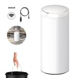 Lixeira Automática Branca Cesto 50l Inox Removível Sensor