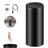 Lixeira Automática Preta Cesto 50l Inox Removível Com Sensor