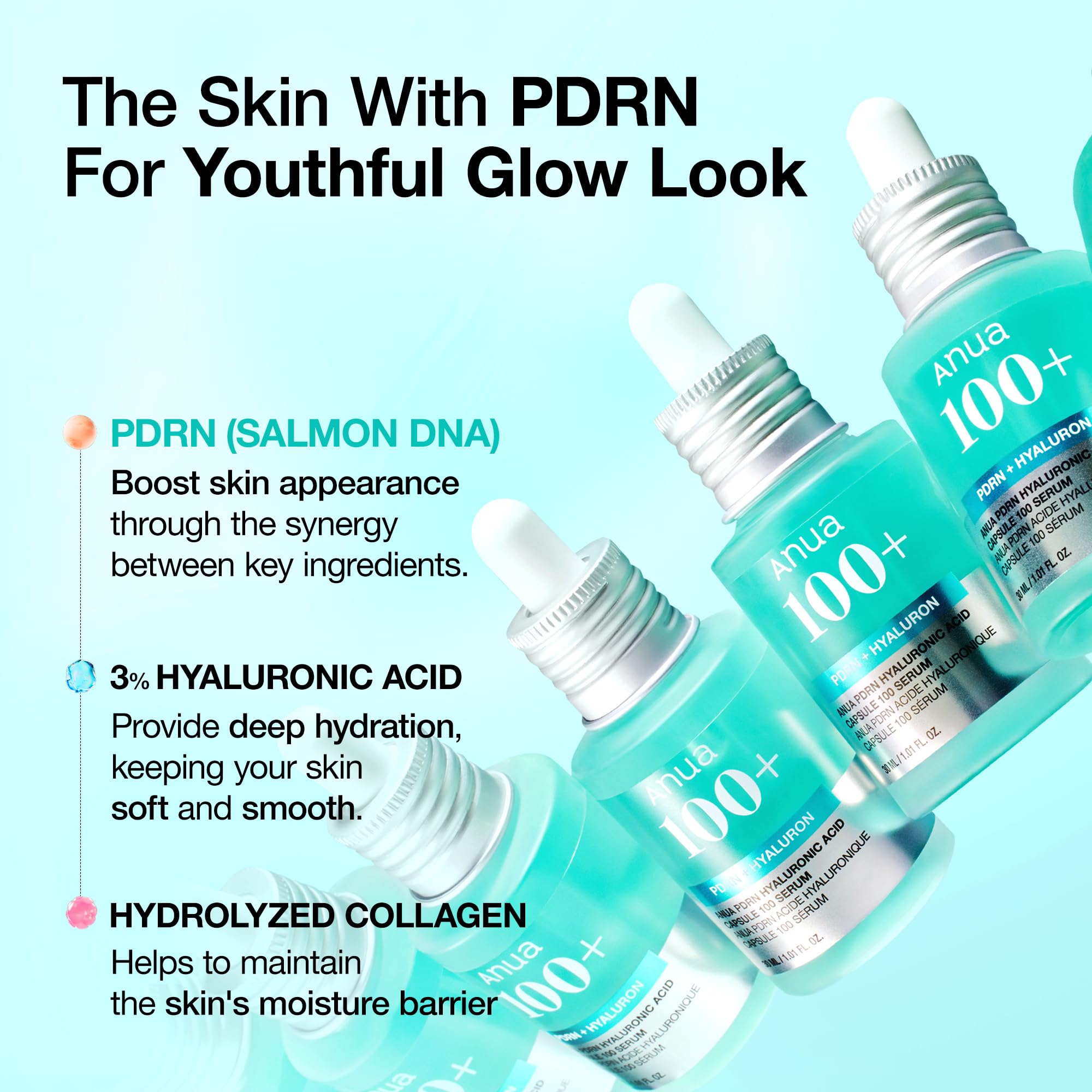 4本 Anua PDRN HYALURONIC ACID 100 SERUM Sérum Anua Pdrn Cápsula De Ácido Hialurônico 100 30ml - Carrefour