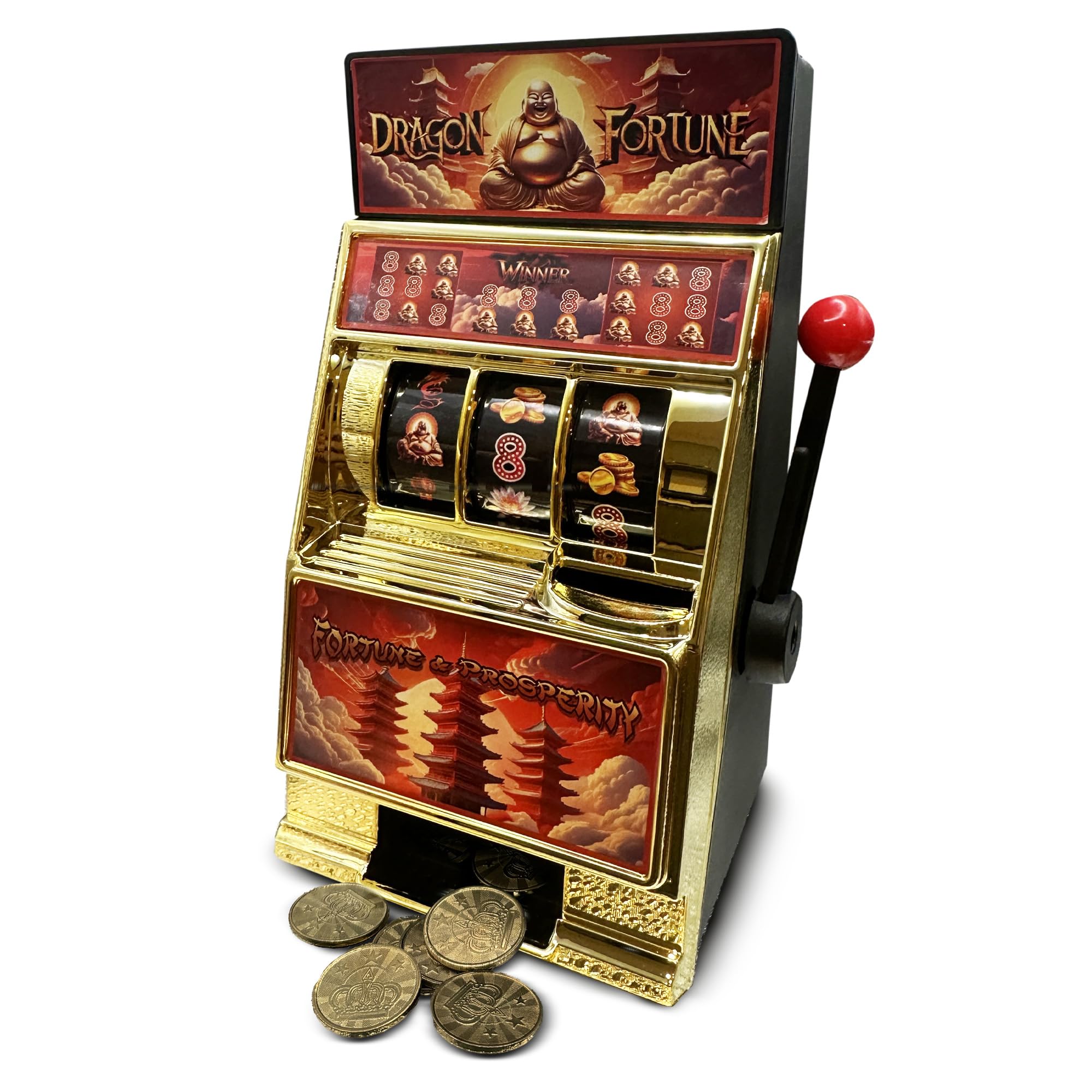 Réplica Do Caça-níqueis Bank Dragon Fortune 8 Com Bisel Dourado