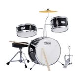 Conjunto De Bateria Vevor Kids De 3 Peças Para Iniciantes Com Baquetas Throne Pretas