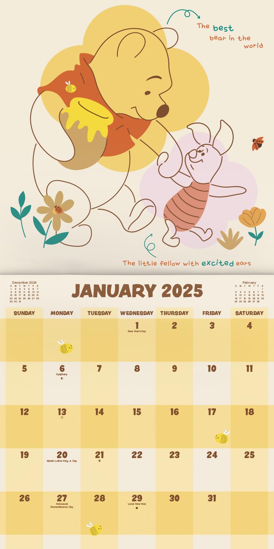 Calendário De Parede Trends International 2025 Winnie The Pooh Carrefour