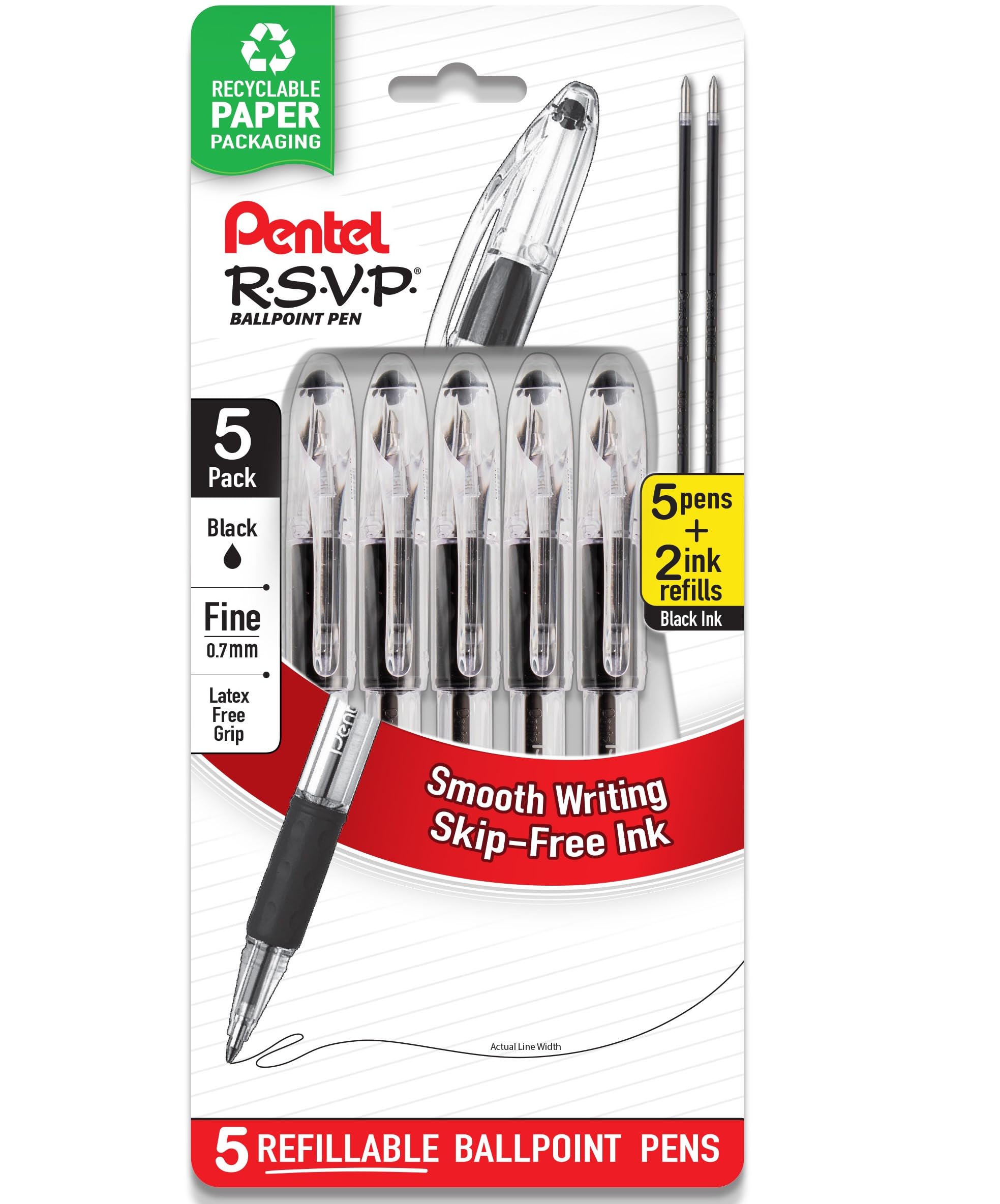 Pentel R.S.V.P. Moonz Mx黒 Canetas Esferográficas Pentel Rsvp Fine Point Black Ink, Pacote