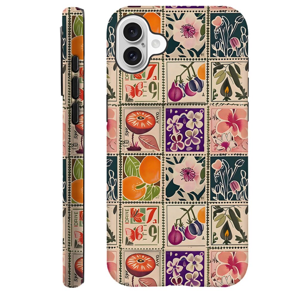 Capa De Telefone Genérica Para Iphone 16 Plus Vintage Stamp Collage