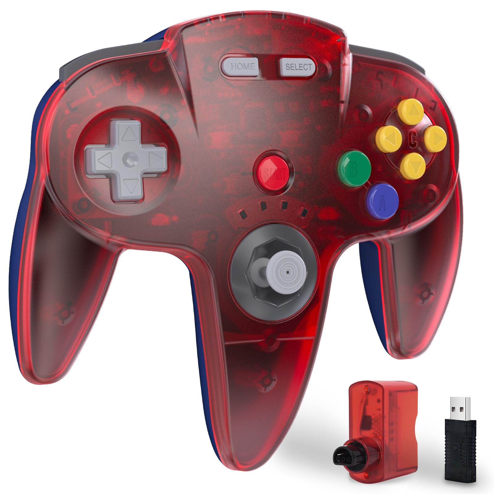 Controlador Sem Fio Kiwitata N64 Para Console De Switch Clear Red