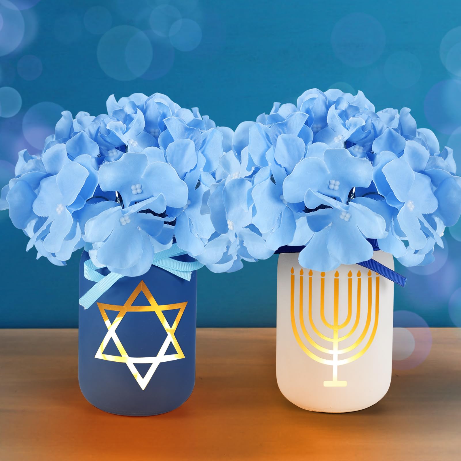 Mason Jar Hanukkah Decorations Acostop Com 2 Flores Azuis