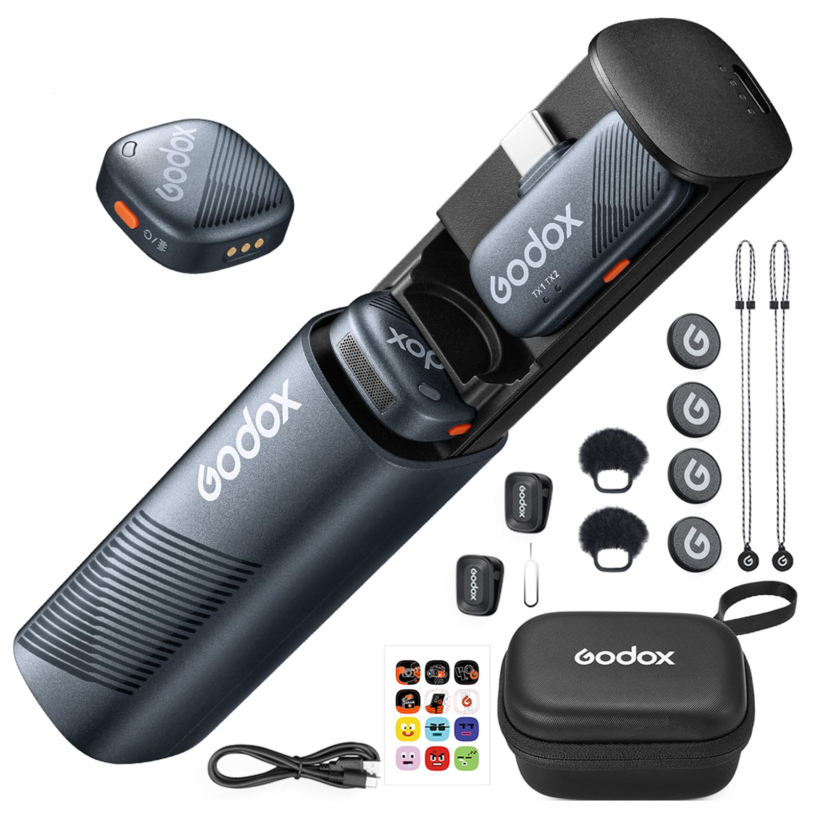 Microfone De Lapela Sem Fio Godox Cube-sc Kit2 Para Iphone E Android