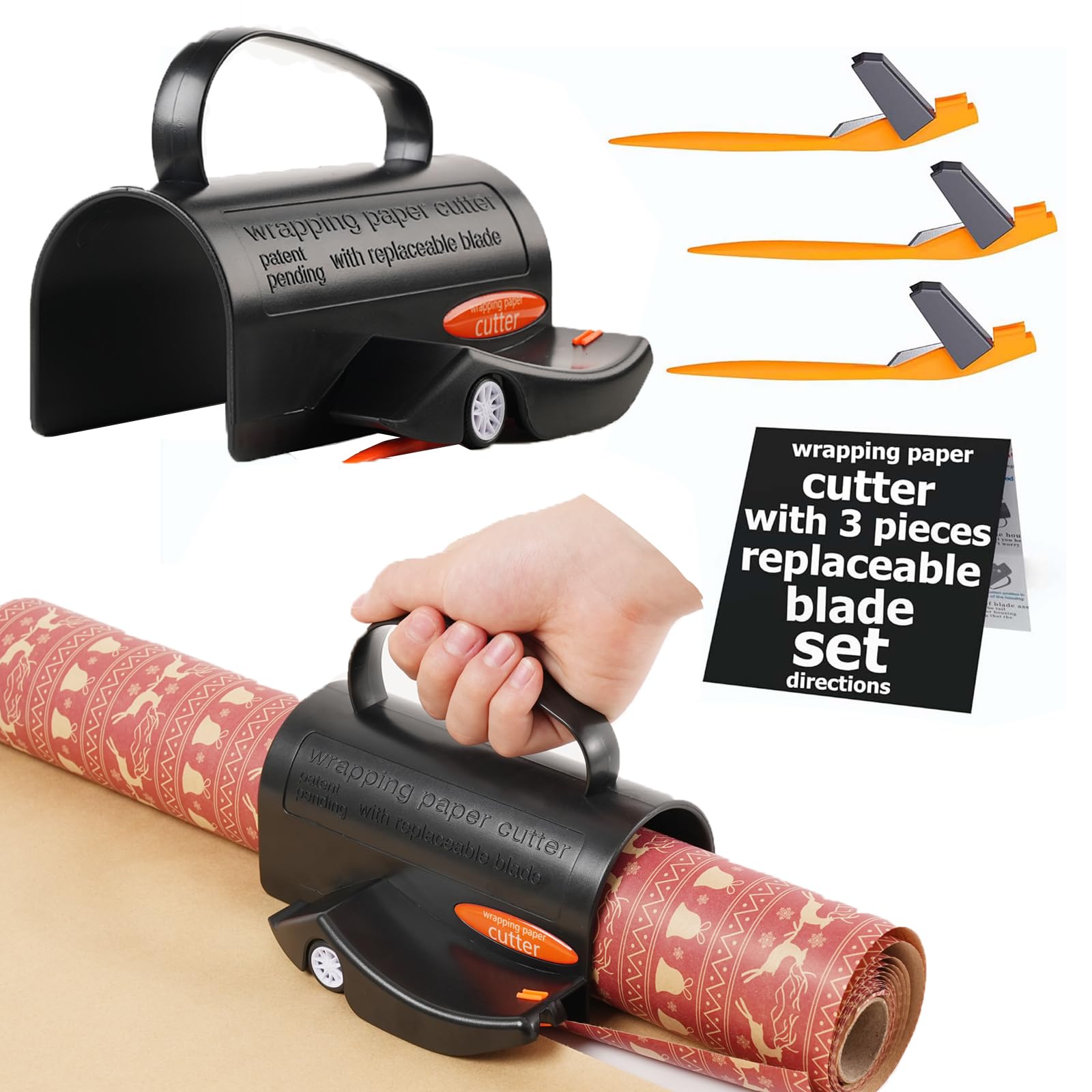 Cortador De Papel De Embrulho Cortador De Embrulho Para Presente Com 3 Lâminas Preto