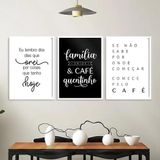 Kit 3 Quadros Decorativos Família E Café 45x34cm