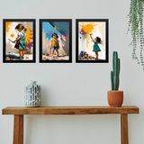 Kit 3 Quadros Decorativos Artes Crianças Pintando 33x24cm