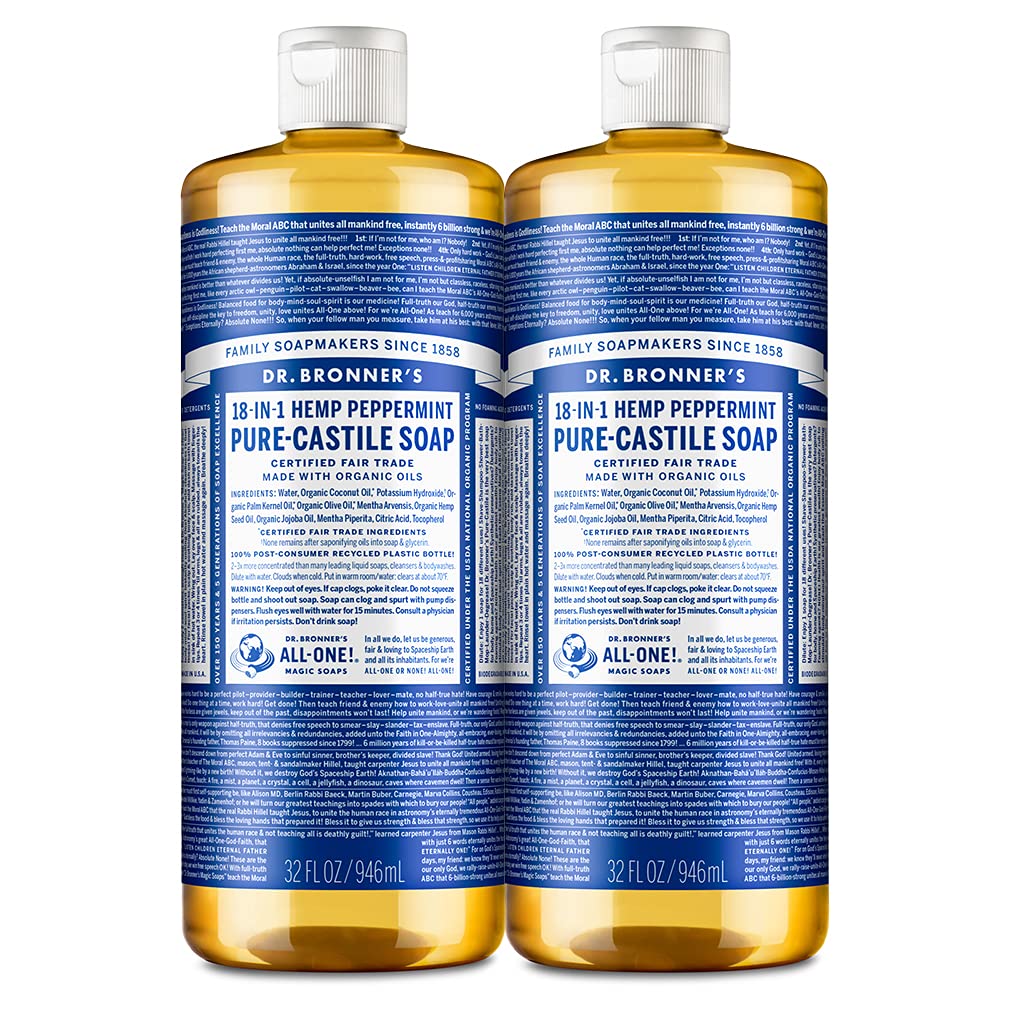 Sabonete Líquido Dr. Bronner's Pure-castile Peppermint 946 Ml, Pacote Com 2 Unidades