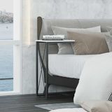Mesa De Cabeceira Aço Carbono Base Preta X Branco