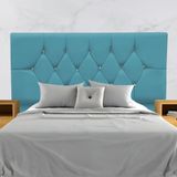Cabeceira Para Cama Box Estofada King 195 Cm Suede Madri Azul Turquesa