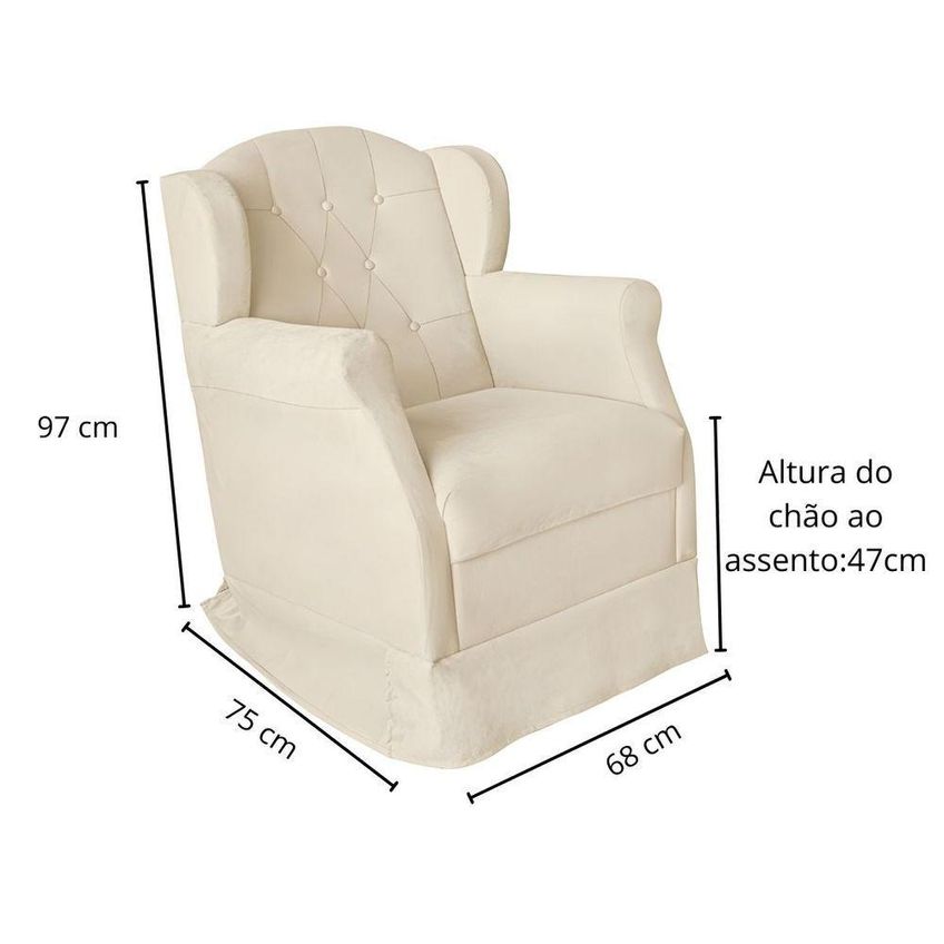 Poltrona Amamentação Reforçada Balanço Puff Lile Suede Bege - imagem 3