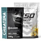 Kit: Whey Protein Isolado Iso Pro 1kg + Creatina Monohidratada 500g - Soldiers Nutrition Baunilha