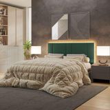 Cabeceira Estofada Cama Casal Queen Size Led Moderna 160 Cm Veludo Verde