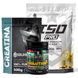 Kit: Whey Protein Isolado Iso Pro 1kg + Creatina Monohidratada 500g + Pré-treino Evolution - Soldiers Nutrition Baunilha