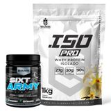 Kit: Whey Protein Isolado Iso Pro 1kg + Pré-treino Sixt Army - Soldiers Nutrition Baunilha