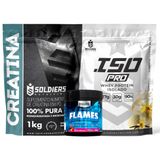 Kit: Whey Protein Isolado Iso Pro 1kg + Creatina Monohidratada 1kg + Pré-treino Flames - Soldiers Nutrition Baunilha