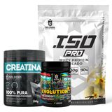 Kit: Whey Protein Isolado Iso Pro 1kg + Creatina Monohidratada 300g + Pré-treino Evolution - Soldiers Nutrition Baunilha