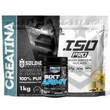 Kit: Whey Protein Isolado Iso Pro 1kg + Creatina Monohidratada 1kg + Pré-treino Sixt Army - Soldiers Nutrition Baunilha