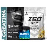 Kit: Whey Protein Isolado Iso Pro 1kg + Creatina Monohidratada 1kg + Pré-treino Flames - Soldiers Nutrition Baunilha