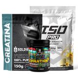 Kit: Whey Protein Isolado Iso Pro 1kg + Creatina Monohidratada 150g + Pré-treino Evolution - Soldiers Nutrition Baunilha