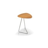 Mesa De Apoio Para Sofá Folha Castanho Base Em Metal Cromado 68 Cm