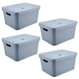 4x Caixa 32l Organizadora 24x36x46cm Ou Cube Azul