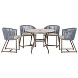 Mesa Com 4 Cadeiras E Noronha Estofado 7 Trama Original Prata