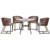 Mesa Com 4 Cadeiras E Noronha Estofado 8 Trama Original Marrom