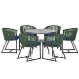 Mesa E 6 Cadeiras E Noronha Preto E10 Trama Original Verde