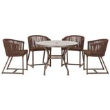 Mesa Com 4 Cadeiras E Noronha Estofado 9 Trama Original Marrom