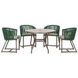 Mesa Com 4 Cadeiras E Noronha Estofado 8 Trama Original Verde