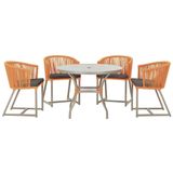 Mesa Com 4 Cadeiras E Noronha Estofado 11 Trama Original Terra Cota