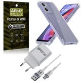 Kit Capinha Antishock Para Moto G75 + Carregador Turbo + Pel