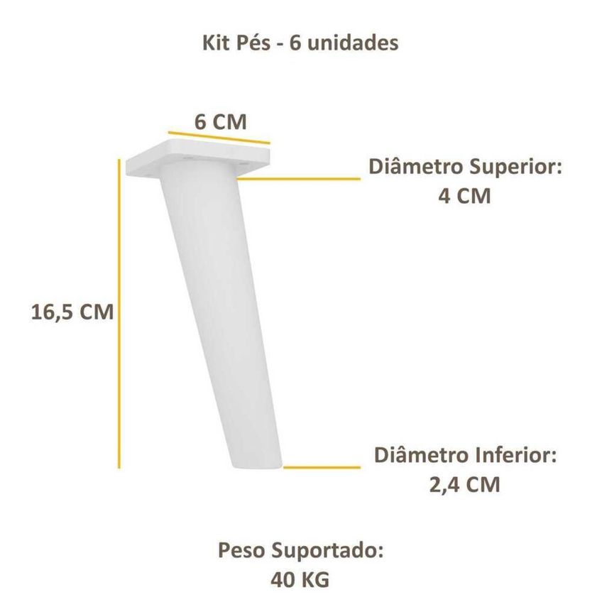 Pés Palito Retrô - Kit com 6 unidades Multimóveis Branco - imagem 2