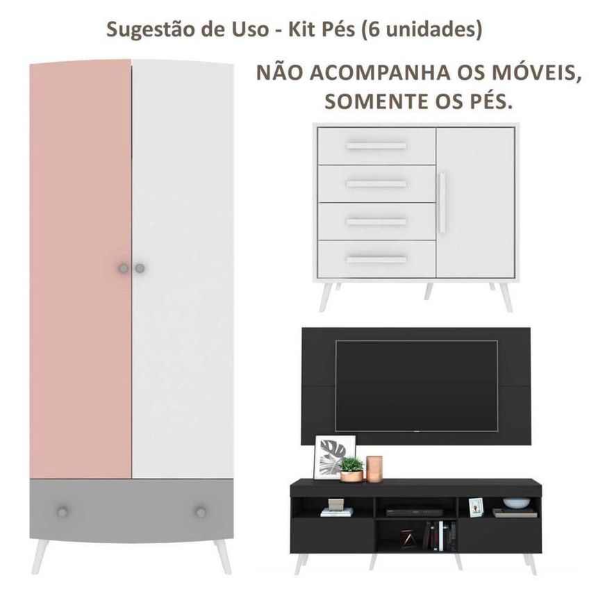 Pés Palito Retrô - Kit com 6 unidades Multimóveis Branco - imagem 4