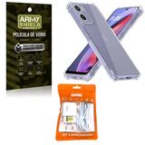 Kit Capinha Antishock Para Moto G75 + Carregador Turbo + Pel
