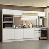 Armário De Cozinha Completa 100% Mdf 310 Cm Branco Smart 02