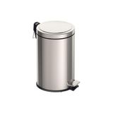 Lixeira Com Pedal De 12 L Em Aço Inox Polido, Com Balde Interno Removível E Tampa Com Sistema Stay Open.