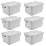 6x Caixa 32l Organizadora 24x36x46cm Ou Cube Branca