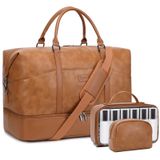 Bolsa De Fim De Semana Em Couro Sintético Resistente Para Mulheres Com Sapatos E Laptop