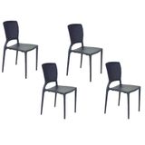 Conjunto De 4 Cadeiras Plásticas Tramontina Safira Grafite