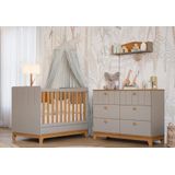 Quarto Para Bebê Cômoda E Berço 100% Mdf Biscoito Permobili Fendi/nature