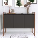 Buffet 3 Portas Aparador Londres - Preto Cobre Preto Cobre