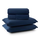 Jogo Cama Lençol Sonnet Queen Malha Lisa 100% Algodão Macio 4 Peças - Azul Marinho