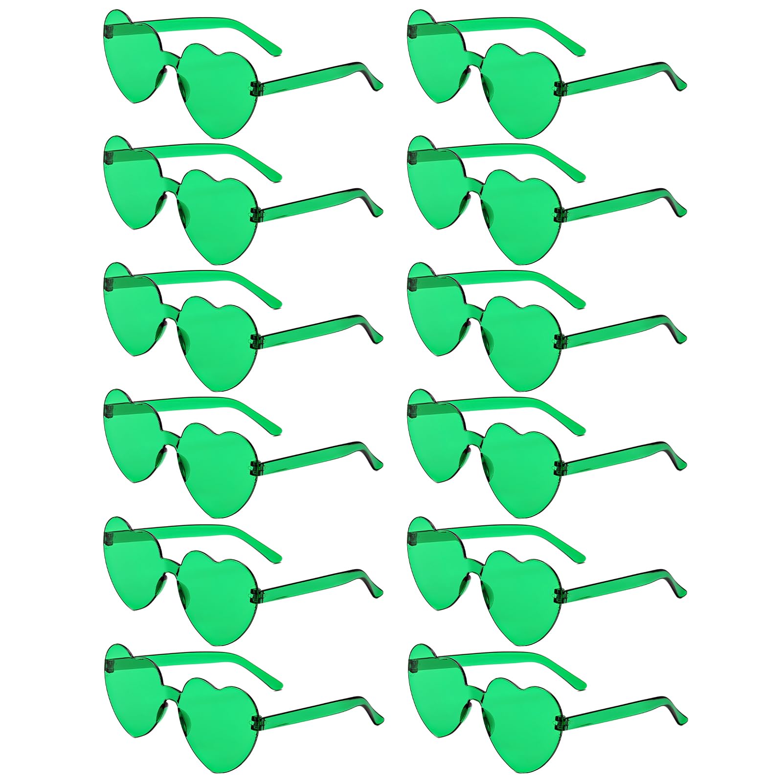 Óculos De Sol Lymojor Green Heart Rimless Para Mulheres X12 Pares