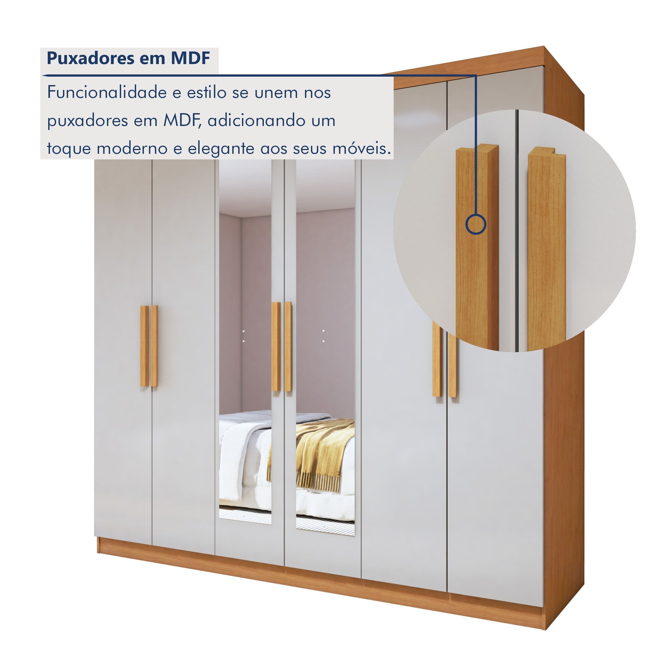 Guarda-roupa Casal 6 Portas 3 Gavetas Jazz Com Espelho - Carrefour