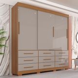 Guarda-Roupa com Pés Casal 3 Portas 9 Gavetas Luana